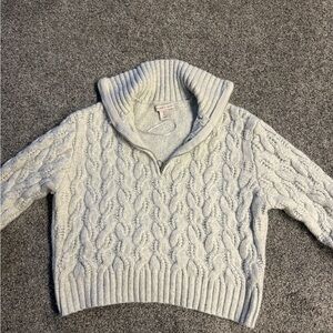 Sincerely Jules Light Gray Cable Knit Turtleneck Sweater